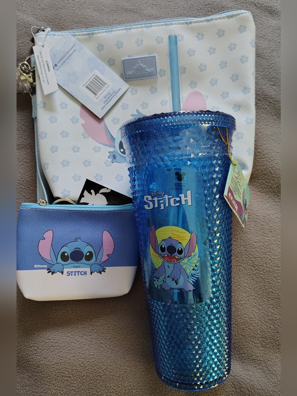 Disney Stitch NEW Blue Tumbler & (2) Pouch Sets. - Picture 2 of 8